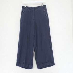 Ann Taylor Loft 100% Linen Blue‎ Wide Leg High Rise Pants Size 2 30/26